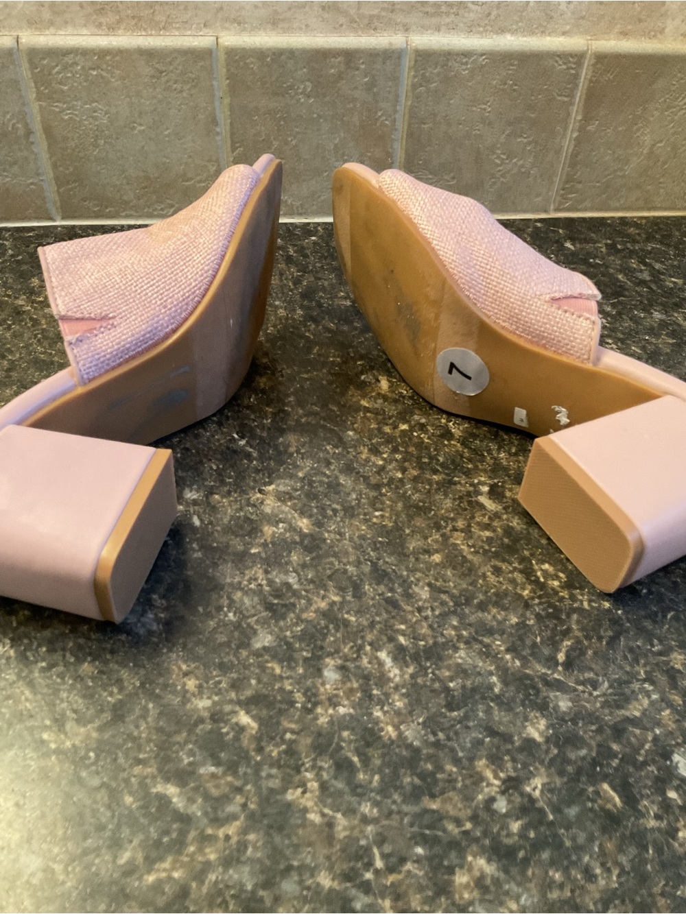 Pink Textured Slide Sandals - Women's Open Toe Mule - Picture 4 of 5